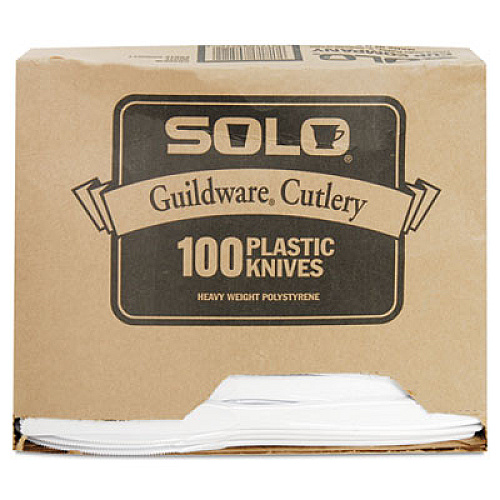 Dart Guildware Extra Heavyweight Plastic Knives, White, 100/Box (GBX6KW0007BX)