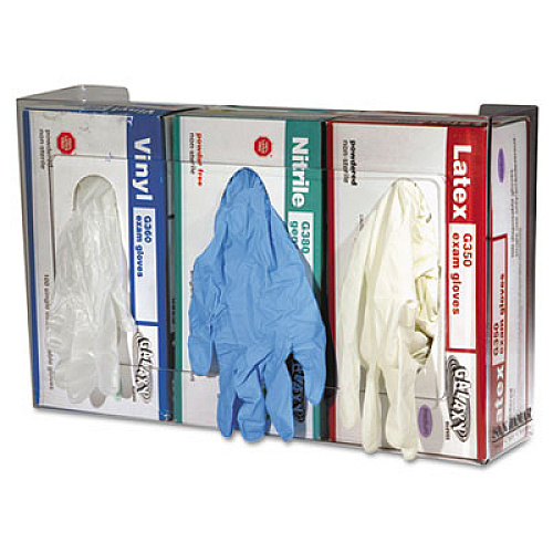 San Jamar Clear Plexiglas Disposable Glove Dispenser, 3-Box, Plexiglas, Clear, 18 x 3.75 x 10 (G0805)