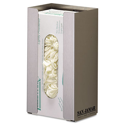 San Jamar Stainless Steel Disposable Glove Dispenser, Single-Box, 5 1/2w x 3 3/4d x 10h (G0801)