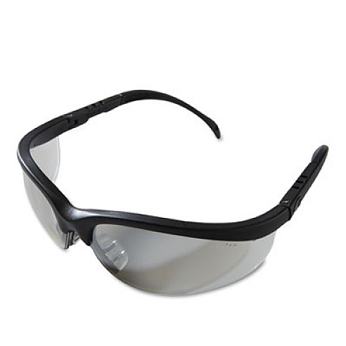 MCR Safety Klondike Safety Glasses, Black Matte Frame, Clear Mirror Lens (KD119)