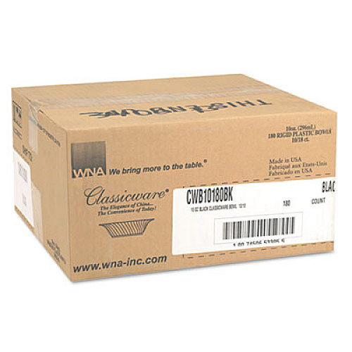 WNA Classicware Plastic Bowls, 10 oz, Black, 180/Carton (CWB10180BK)
