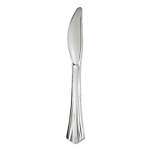 WNA Heavyweight Plastic Knives, Reflections Design, Silver, 600/Carton (630155)