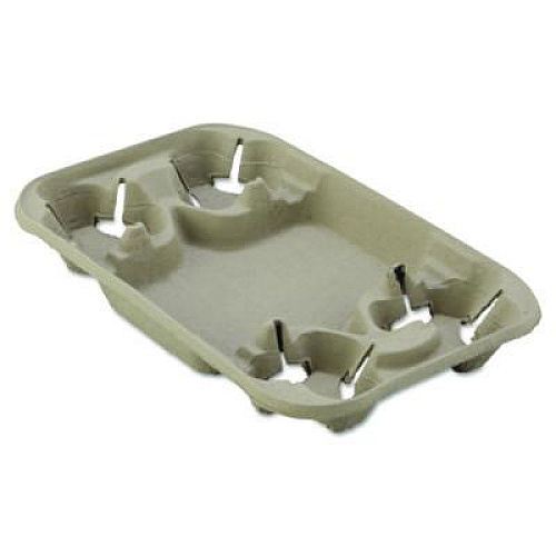 Chinet StrongHolder Molded Fiber Cup/Food Tray, 8 oz to 22 oz, Four Cups + Food Tray, Beige, 250/Carton (20969CT)