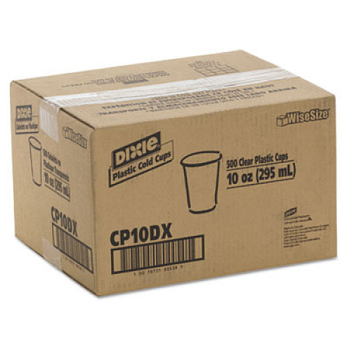 Dixie Clear Plastic PETE Cups, 10 oz, WiseSize, 25/Pack, 20 Packs/Carton (CP10DX)