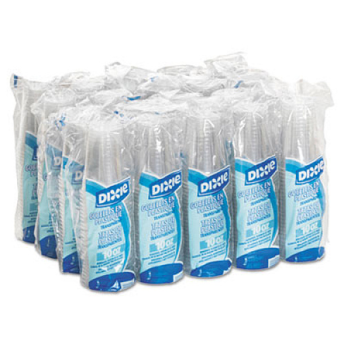 Dixie Clear Plastic PETE Cups, 10 oz, WiseSize, 25/Pack, 20 Packs/Carton (CP10DX)