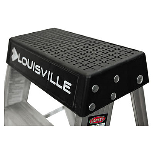 Louisville Aluminum Step Stool, 2-Step, 17w x 18.25 Spread x 26h, Aluminum/Black (AS3002)