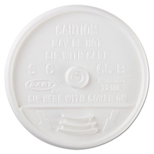 Dart Sip Thru Lids, Fits 10 oz to 14 oz Foam Cups, Plastic, White, 100/Pack, 10 Packs/Carton (12UL)