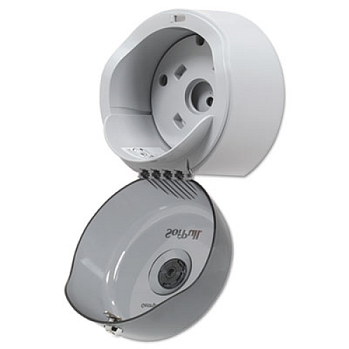 Georgia Pacific Professional SofPull Mini Center-Pull Single-Roll Bath Tissue Dispenser, 8.75 x 7 x 9, Smoke (56513)