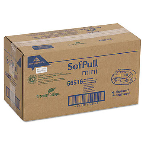 Georgia Pacific Professional SofPull Mini Center-Pull Twin-Roll Bath Tissue Dispenser, 16.38 x 7.2 x 9.3, Smoke (56516)