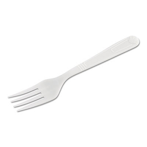 GEN WRAPPED CUTLERY, FORKS, HEAVYWEIGHT, POLYPROPYLENE, WHITE, 1,000/CARTON (GENHYWIWF)