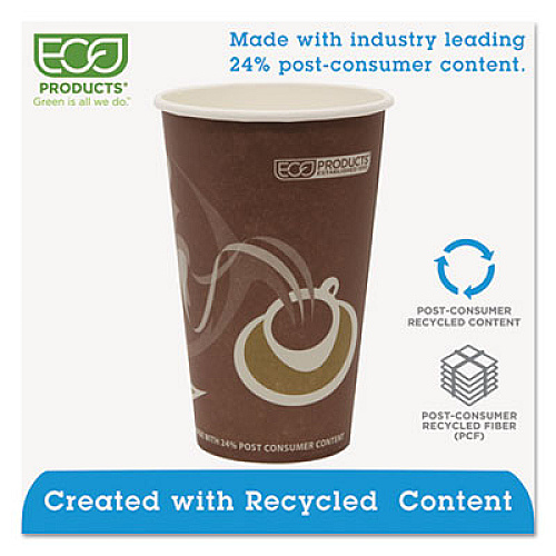 Eco-Products Evolution World 24% Recycled Content Hot Cups 16 oz, 50/Pack, 20 Packs/Carton (EPBRHC16EW)