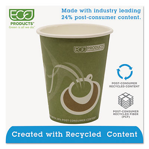 Eco-Products Evolution World 24% Recycled Content Hot Cups, 12 oz, 50/Pack, 20 Packs/Carton (EPBRHC12EW)