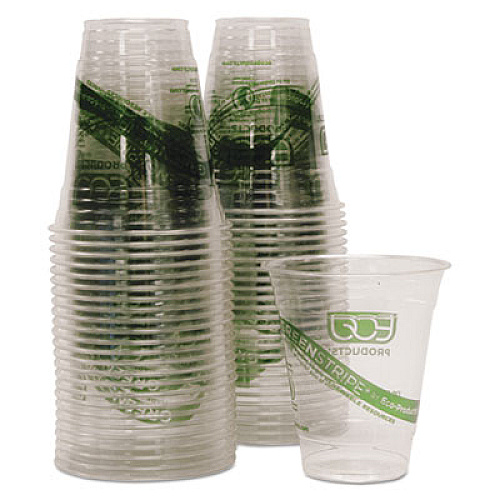 Eco-Products GreenStripe Renewable and Compostable Cold Cups Convenience Pack, 12 oz, Clear, 50/Pack (EPCC12GSPK)