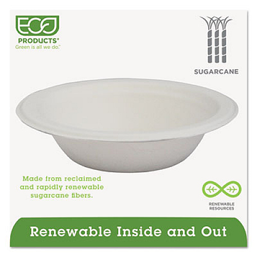 Eco-Products Renewable and Compostable Sugarcane Bowls, 12 oz, Natural White, 50/Pack, 20 Packs/Carton (EPBL12)