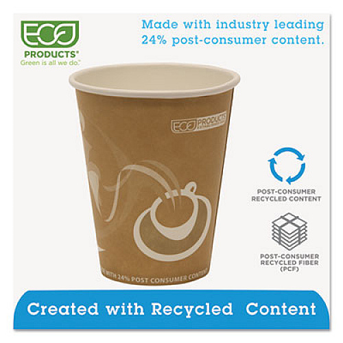 Eco-Products Evolution World 24% Recycled Content Hot Cups, 8 oz, 50/Pack, 20 Packs/Carton (EPBRHC8EW)