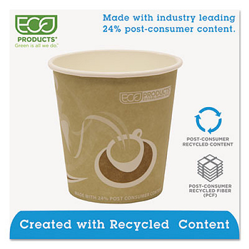 Eco-Products Evolution World 24% Recycled Content Hot Cups, 10 oz, 50/Pack, 20 Packs/Carton (EPBRHC10EW)