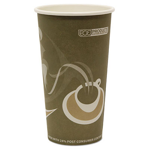 Eco-Products Evolution World 24% Recycled Content Hot Cups, 20 oz, 50/Pack, 20 Packs/Carton (EPBRHC20EW)