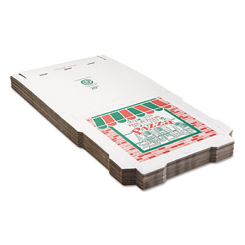 ARVCO CORRUGATED STOREFRONT PIZZA BOXES, 20 X 20, WHITE/RED/GREEN, 25/CARTON (9204393)