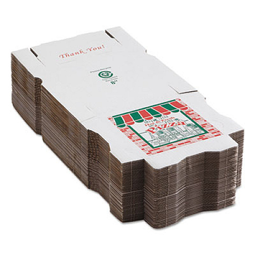 ARVCO Corrugated Storefront Pizza Boxes, 8 x 8, White/Red/Green, 50/Carton (9084393)