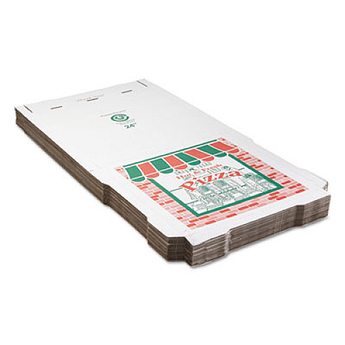 ARVCO Corrugated Pizza Boxes, Storefront, 24 x 24, White/Red/Green, 25/Carton (9244393)