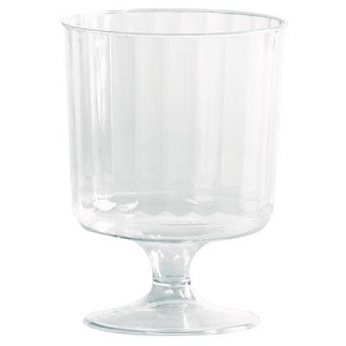 WNA Classic Crystal Plastic Wine Glasses on Pedestals, 5 oz, Clear, 10/Pack, 24 Packs/Carton (CCW5240)