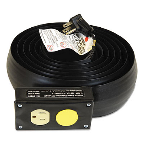 C-Line Lay-Flat Power Extension And Cord Cover, 13 Amps, 125 V, 10ft, Black (79101)