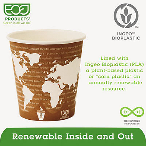 Eco-Products World Art Renewable and Compostable Hot Cups Convenience Pack, 10 oz, 50/Pack (EPBHC10WAPK)