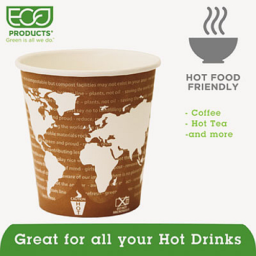 Eco-Products World Art Renewable and Compostable Hot Cups Convenience Pack, 10 oz, 50/Pack (EPBHC10WAPK)