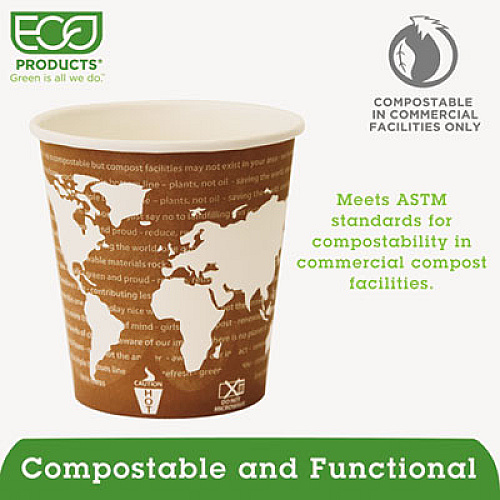 Eco-Products World Art Renewable and Compostable Hot Cups Convenience Pack, 10 oz, 50/Pack (EPBHC10WAPK)