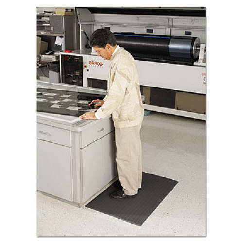 Guardian Air Step Anti-Fatigue Mat, Rectangular, Black Ribbed Surface, 24" x 36" (24020302)