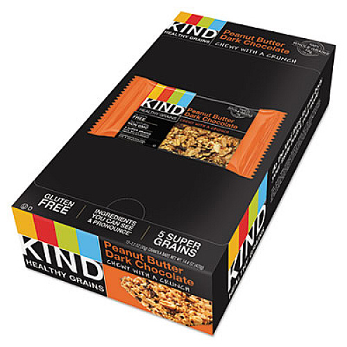 KIND Healthy Grains Bar, Peanut Butter Dark Chocolate, 1.2 oz, 12/Box (18083)