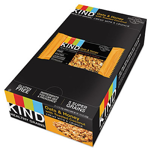 KIND Healthy Grains Bar, Oats and Honey with Toasted Coconut, 1.2 oz, 12/Box (18080)