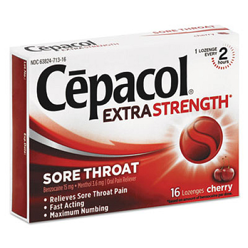 Cepacol Extra Strength Sore Throat Lozenges, Cherry, 16/Box, 24 Boxes/Carton (71016CT)