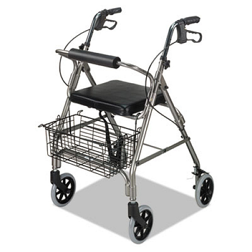 DMI Ultra Lightweight Rollator, Adjusts 33.75" to 38", 300 lb Capacity, Titanium (50110124100)