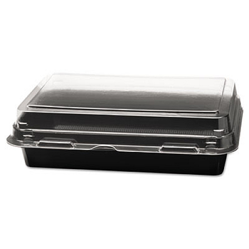 SOLO Creative Carryouts Hinged Plastic Hot Deli Boxes, 24 oz, 7.87 x 5.4 x 2.1, Black/Clear, 200/Carton (846612PS94)