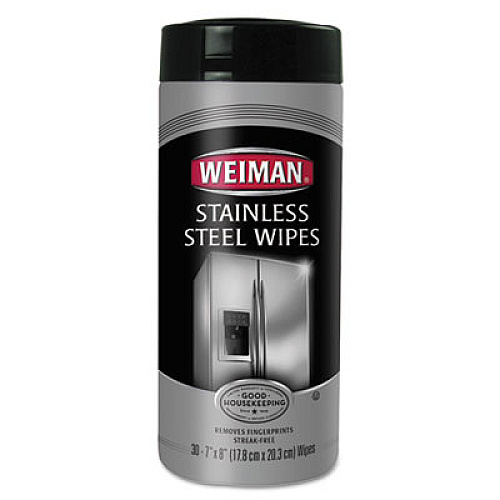 WEIMAN Stainless Steel Wipes, 1-Ply, 7 x 8, White, 30/Canister, 4 Canisters/Carton (92CT)