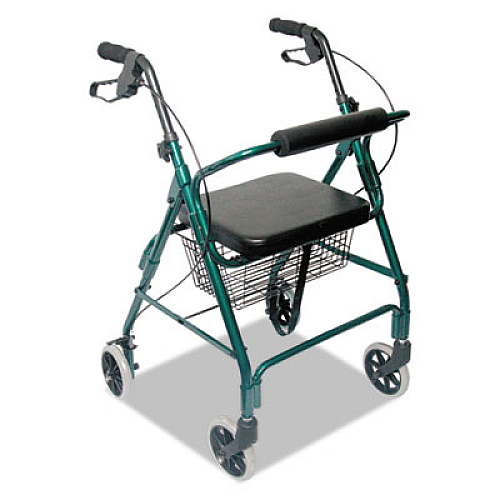 DMI Ultra Lightweight Rollator, Adjusts 33.75" to 38", 300 lb Capacity, Green (50110121200)