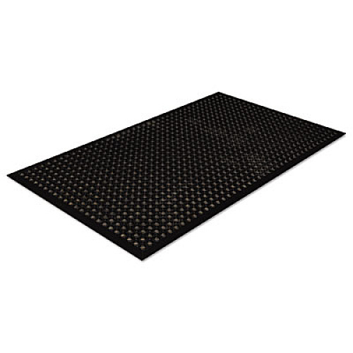 Crown Safewalk-Light Wet/Oily Floor Anti-Fatigue Drainage Mats, 0.5" Thick, 36" x 60", Black Perforated Surface (WSCT35BK)