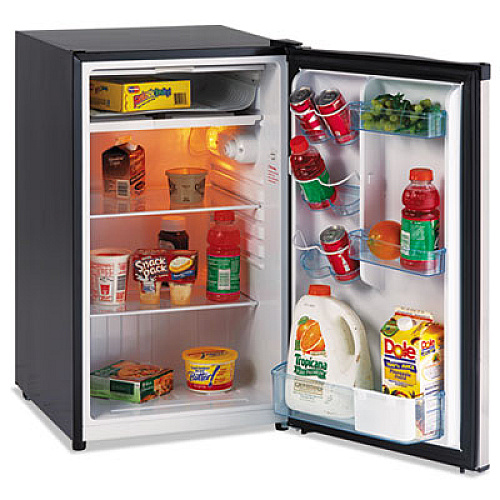 Avanti 4.4 CF Refrigerator, 19 1/2"W x 22"D x 33"H, Black/Stainless Steel (RM4436SS)