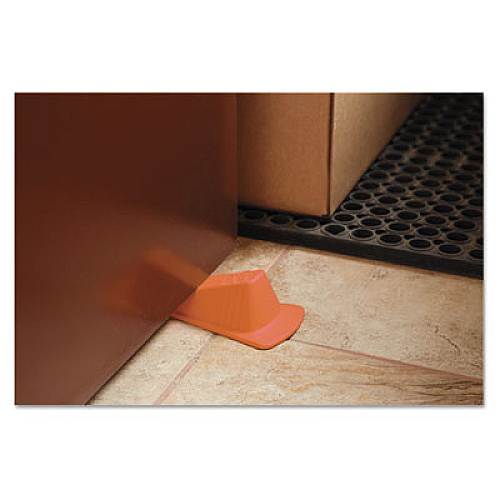 Master Caster Giant Foot Doorstop, No-Slip Rubber Wedge, 3.5w x 6.75d x 2h, Safety Orange (00965)
