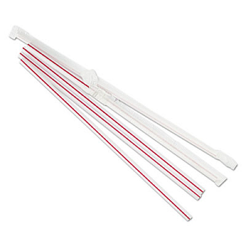 Boardwalk WRAPPED JUMBO STRAWS, 7 3/4", PLASTIC, RED W/WHITE STRIPE, 400/PACK (BWKJSTW775S24PK)