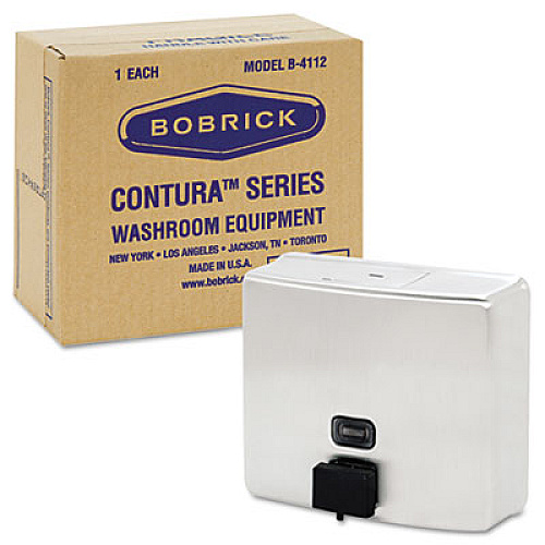 Bobrick ConturaSeries Surface-Mounted Liquid Soap Dispenser, 40 oz, 7 x 3.31 x 6.13, Satin Finish Stainless Steel (4112)