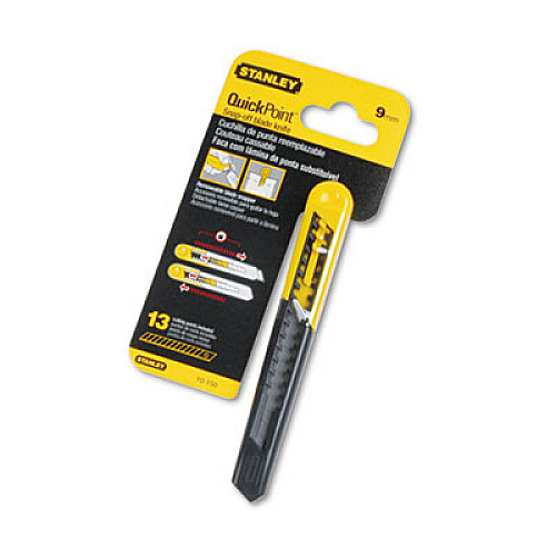 Stanley Straight Handle Knife w/Retractable 13 Point Snap-Off Blade, Yellow/Gray (10150)