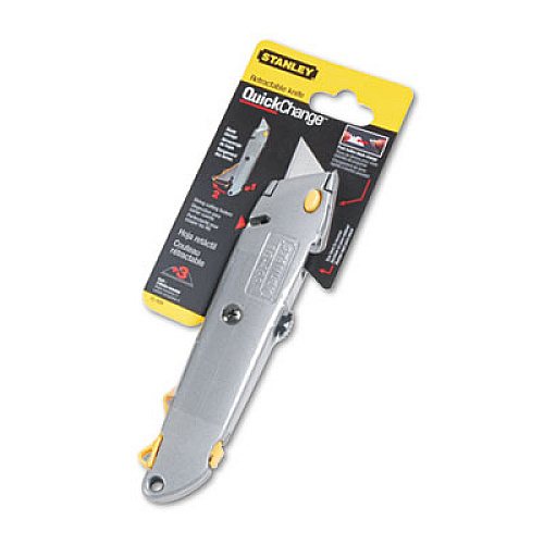 Stanley Quick-Change Utility Knife with Retractable Blade and Twine Cutter, Gray (10499BX)