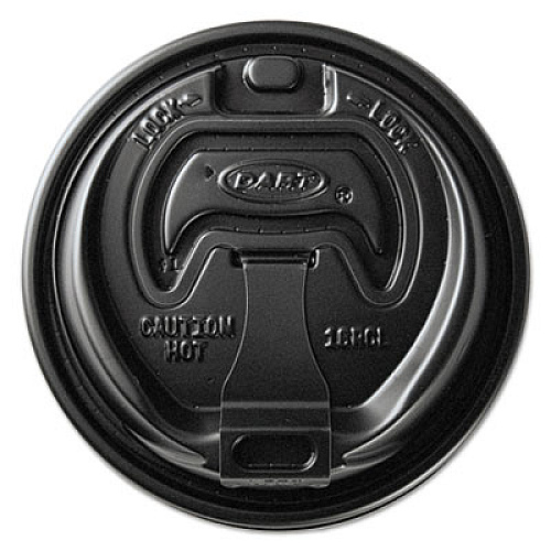 Dart Optima Reclosable Lids for Hot Paper Cups, Fits 10 oz to 24 oz Hot Cups, Plastic, Black, 1,000/Carton (OPT316B)