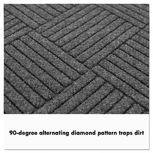 Guardian EcoGuard Diamond Floor Mats, Rectangular with Single Fan, Charcoal Gray Carpeted Surface, 72" x 36" (EGDSF030604)