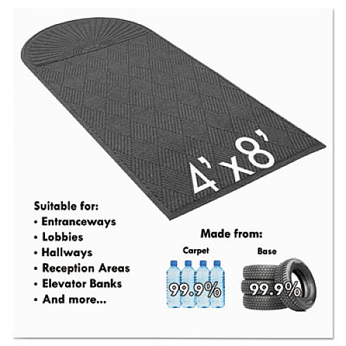 Guardian EcoGuard Diamond Floor Mats, Rectangular with Single Fan, Charcoal Gray Carpeted Surface, 96" x 48" (EGDSF040804)