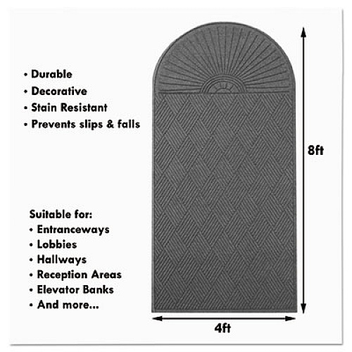 Guardian EcoGuard Diamond Floor Mats, Rectangular with Single Fan, Charcoal Gray Carpeted Surface, 96" x 48" (EGDSF040804)