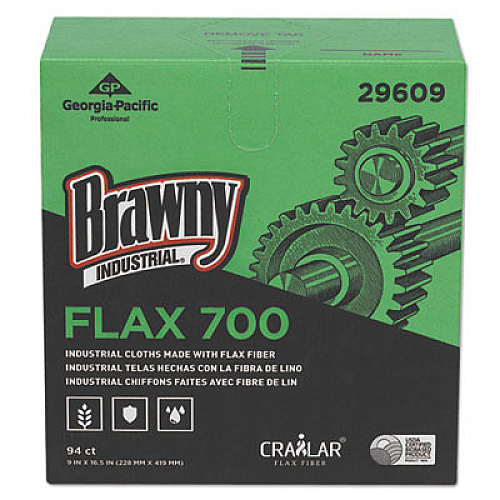 Brawny Professional FLAX 700 Medium Duty Cloths, 9 x 16 1/2, White, 94/Box, 10 Box/Carton (29609)