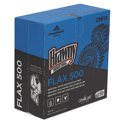 Brawny Industrial Flax 500 Light Duty Cloths, 9 X 16 1/2, White, 132/box, 10 Box/carton (29610)